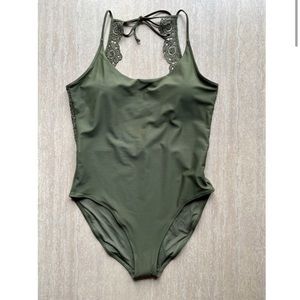 Aerie crochet open back one piece